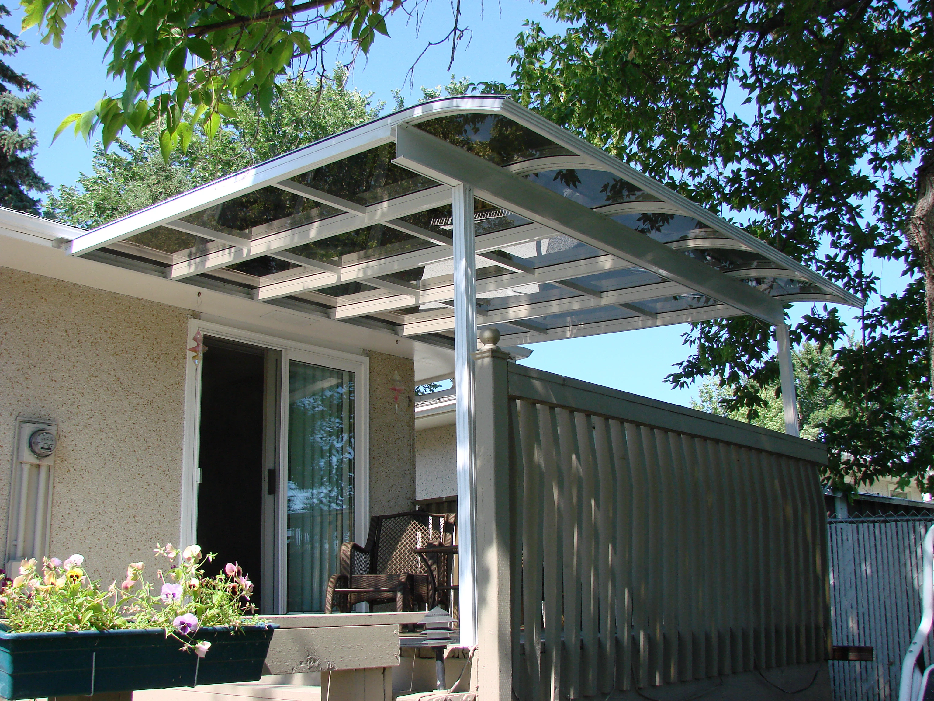 White curved-roof patio cover