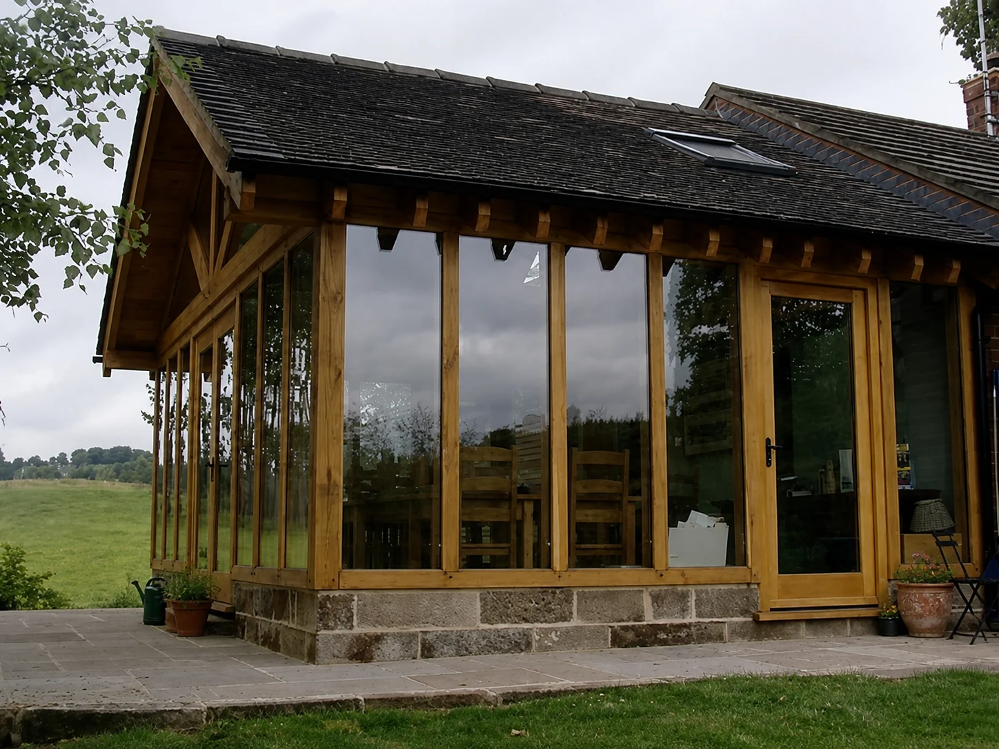 Oak-frame sunroom exterior