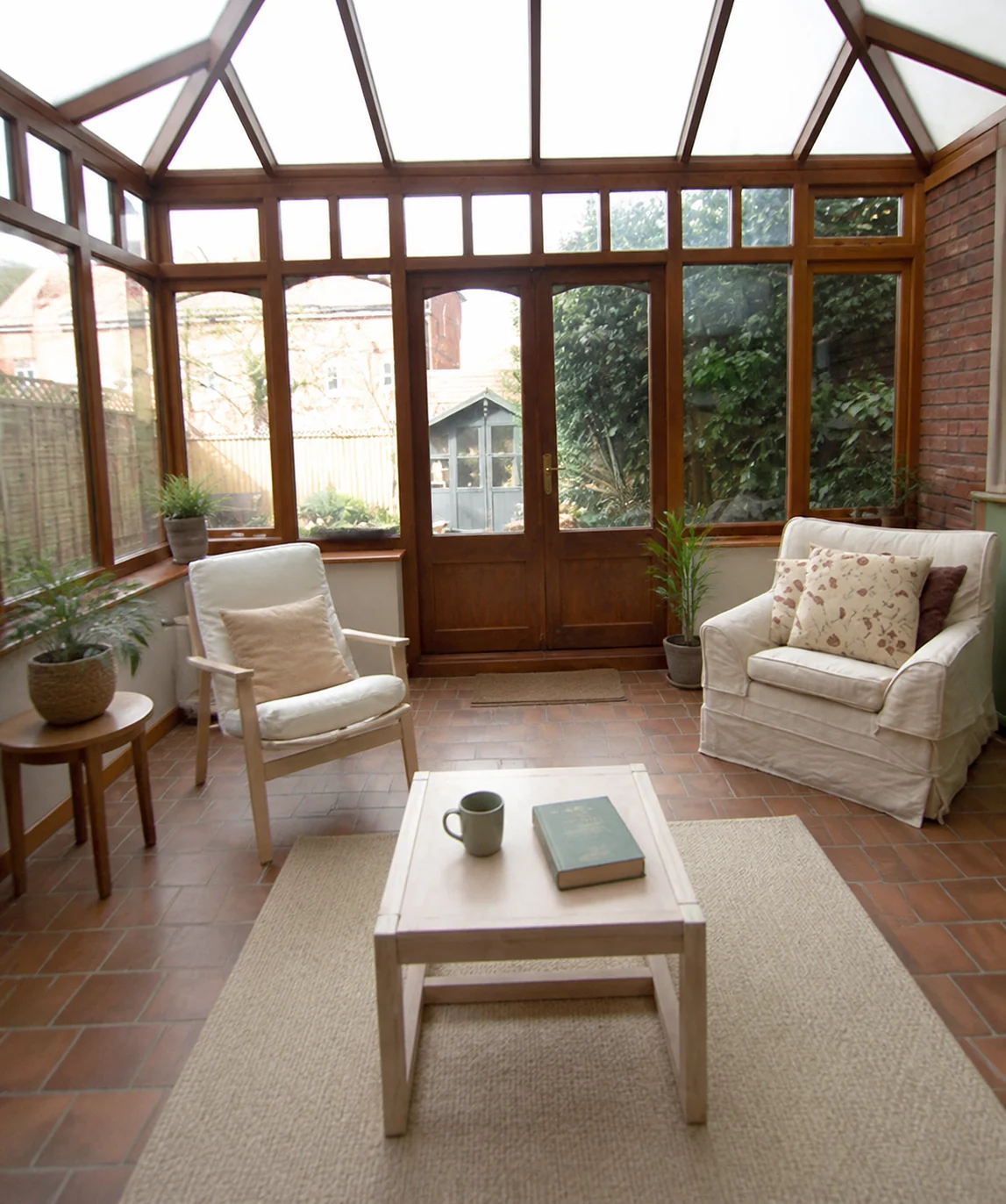 Wood-frame conservatory interior